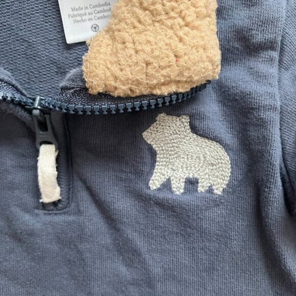 Just One You Carter’s 9M Navy Bear Sherpa Collar Sweater GUC Baby Boy - Picture 3 of 14